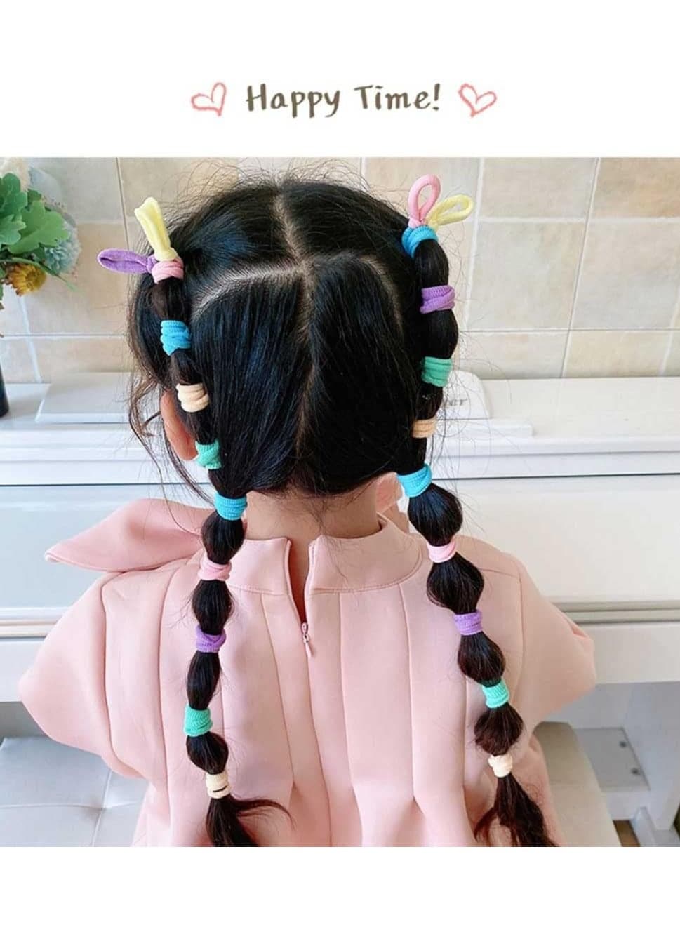 Hair Scrunchies for Girls, No-Sew Hair Scrunchies for Toddlers, No-Harm, Cotton Ponytail Hair Scrunchies for Little Girls 100pcs Elastics (٤)