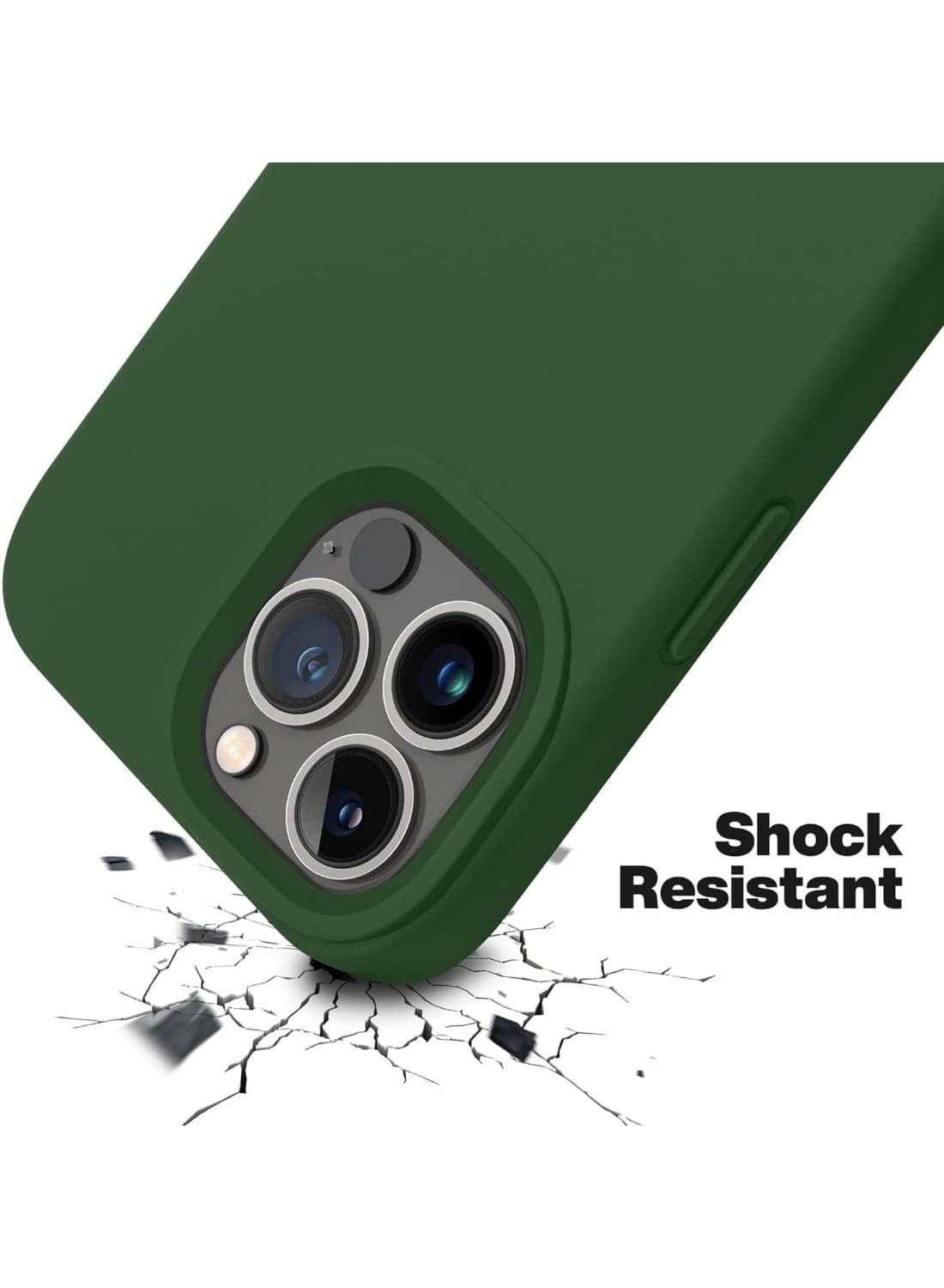 Compatible with iPhone 12 Pro Max Case 6.7 Inch Slim Liquid Silicone 4 Layers Soft Gel Rubber Shockproof Protective Phone Case with Anti Scratch Microfiber Lining (Green) Cases & Covers (٥)