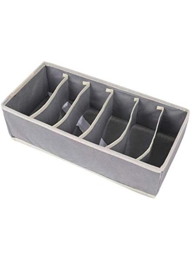 4 Pack Gray Folding Closet Underwear Wardrobe Closet Organizer Drawer Divider Storage Boxes For Underwear Bra Sock Ties Scarves 6/7/8/24 Cells Non-Woven Moisture-Proof Fabric (5)