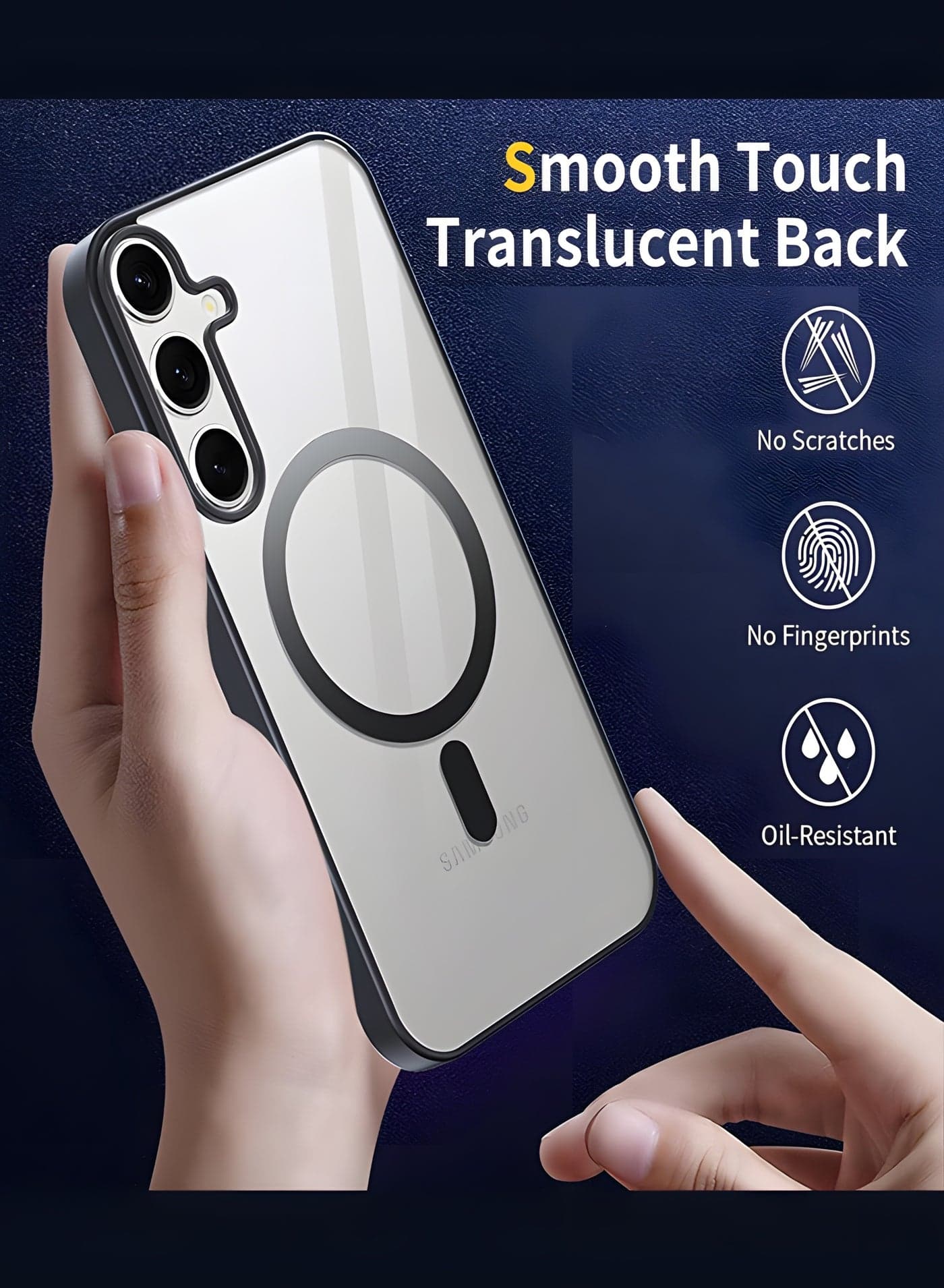 Magsafe Case for Samsung Galaxy A35 \ A55 Magsafe Clear Cover Magnetic Wireless Charging Support, Shockproof Protection, Scratch-Resistant for Samsung Galaxy A35 \ A55 - Black (٨)