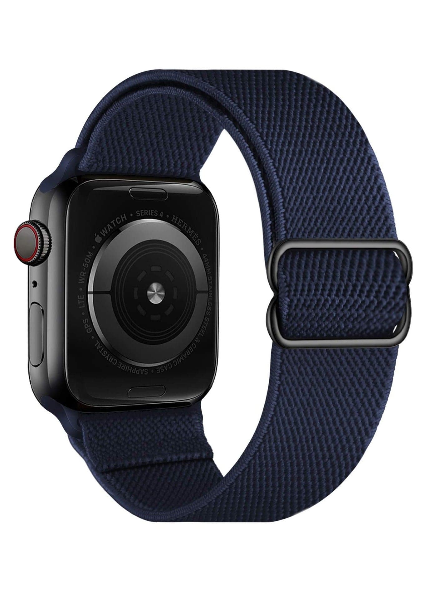 Nylon Solo Loop Stretchy Straps For Apple Watch Band 49mm 45mm 44mm 42mm Dark Blue Smartwatch Bands