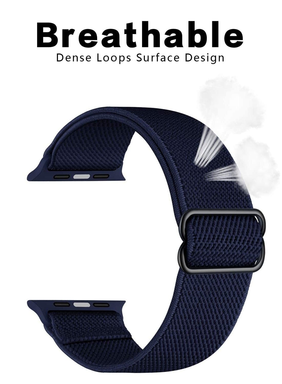 Nylon Solo Loop Stretchy Straps For Apple Watch Band 49mm 45mm 44mm 42mm Dark Blue (5)