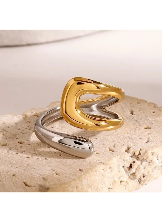Luxurious Modern Geometric Ring - Crafted from 316 Pure Stainless Steel & Waterproof Women's Rings (٥)