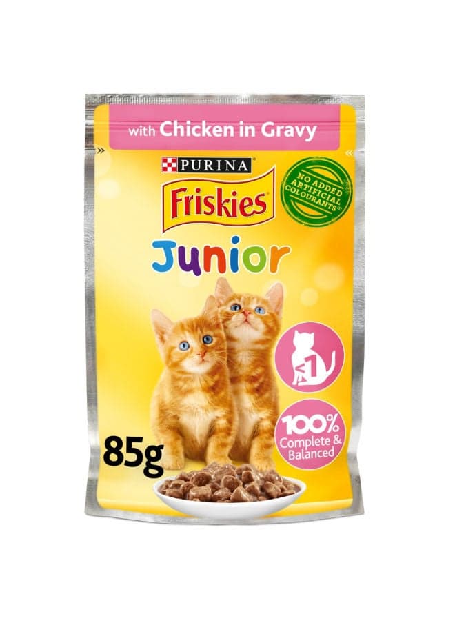 Purina Friskies Junior Chicken Chunks in Gravy Wet Cat Food Pouch 85g Cat Wet & Canned Food
