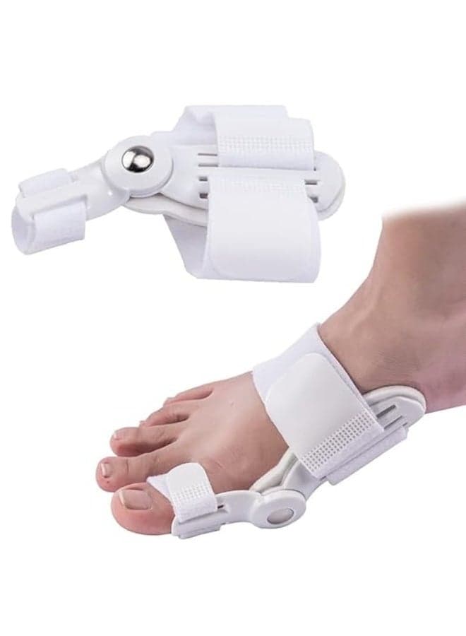 Adjustable Bunion Corrector & Orthopedic Splint - Professional Pain Relief & Toe Alignment for Men & Women - Breathable Fracture Support for Left & Right Foot (White)