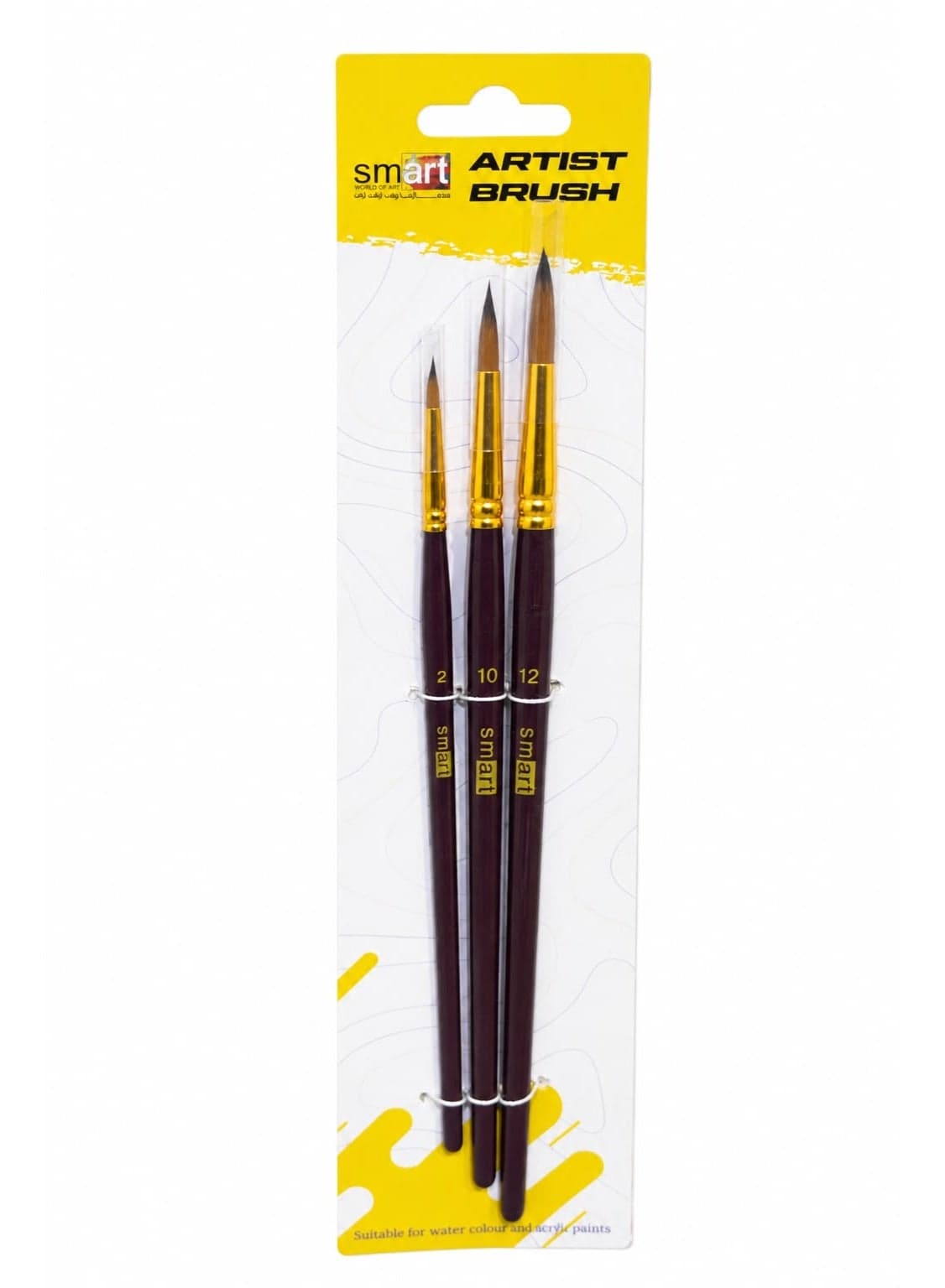 Smart 3 Pcs Nylon Hair Acrylic Oil Watercolor Painting Wooden Handle Artist Paint Brush Set