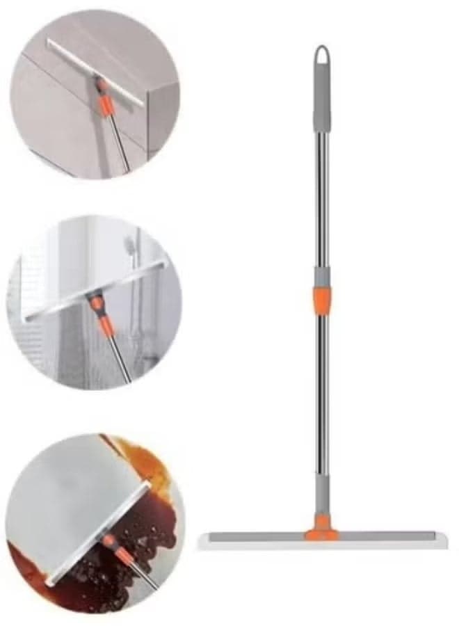 Silicone Mop with Long Handle Retractable Stainless Steel, Suitable for Cleaning Water Stains, Hair, Dust Size 100*48cm Brooms