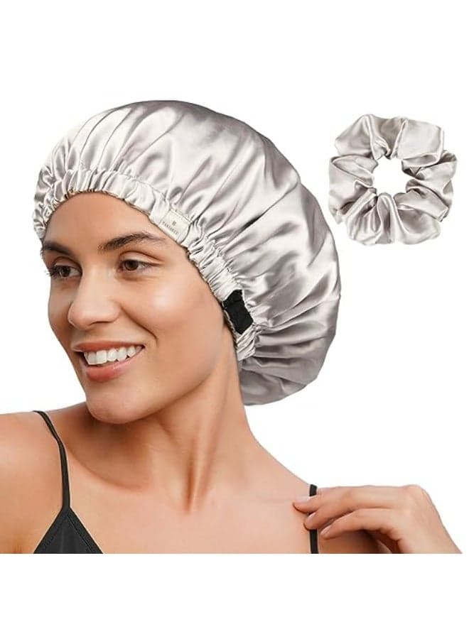 Premium Satin Hair Bonnet + Matching Hair Bow – Protect & Softness for Your Hair – Prevents Tangles & Breakage – Comfortable While Sleeping and Styling – Stylish Multiple Colors (٣)