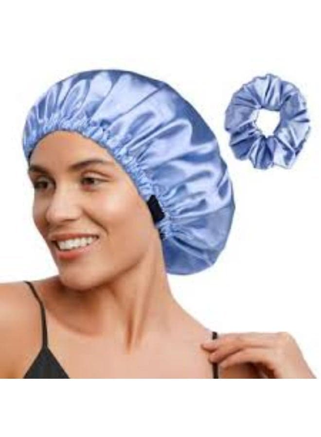 Premium Satin Hair Bonnet + Matching Hair Bow – Protect & Softness for Your Hair – Prevents Tangles & Breakage – Comfortable While Sleeping and Styling – Stylish Multiple Colors (٨)