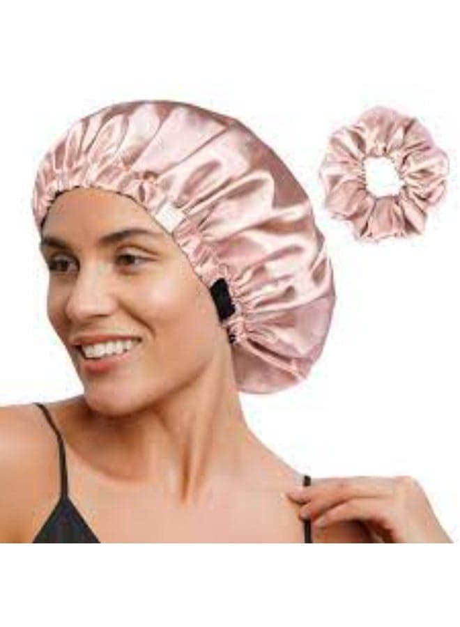 Premium Satin Hair Bonnet + Matching Hair Bow – Protect & Softness for Your Hair – Prevents Tangles & Breakage – Comfortable While Sleeping and Styling – Stylish Multiple Colors (٢)