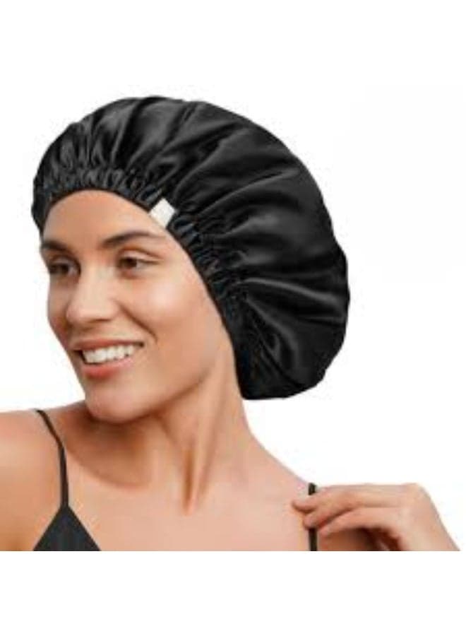 Premium Satin Hair Bonnet + Matching Hair Bow – Protect & Softness for Your Hair – Prevents Tangles & Breakage – Comfortable While Sleeping and Styling – Stylish Multiple Colors (٧)