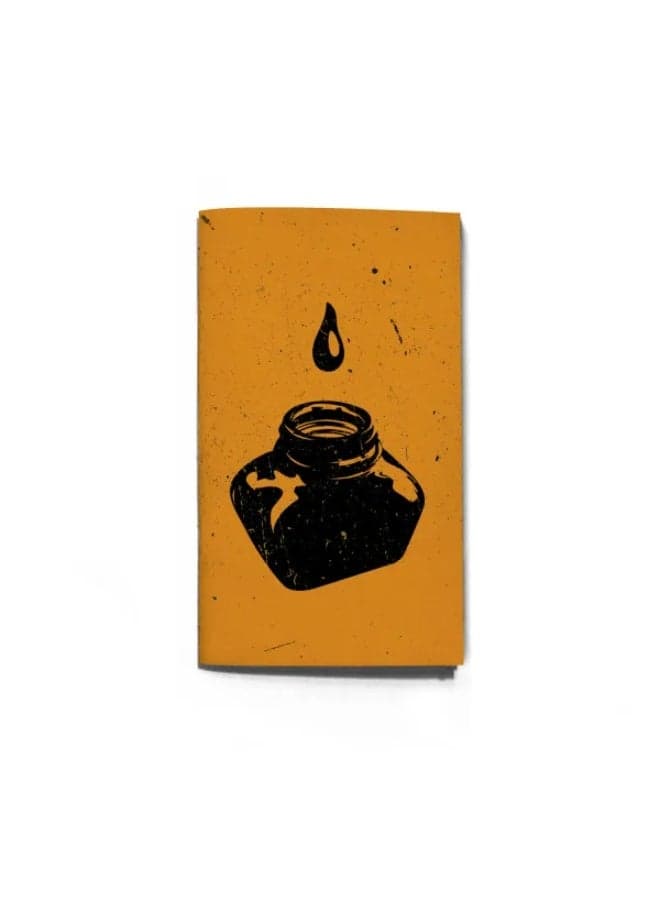 passport size Notebook & sketchbook, ink orange design(Line paper)