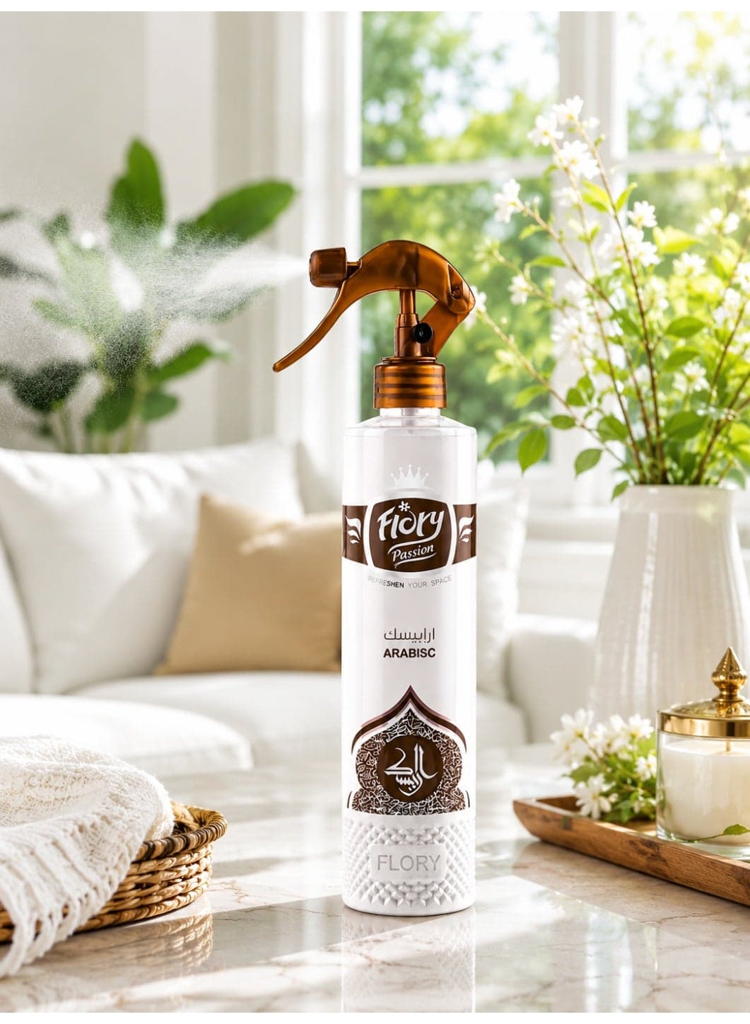 Flory Home Air Freshener Spray, Arabesque Fragrance, Long Lasting Oriental Scent for Home, Curtains & Upholstery, Premium Trigger Spray, 425 ml (3)