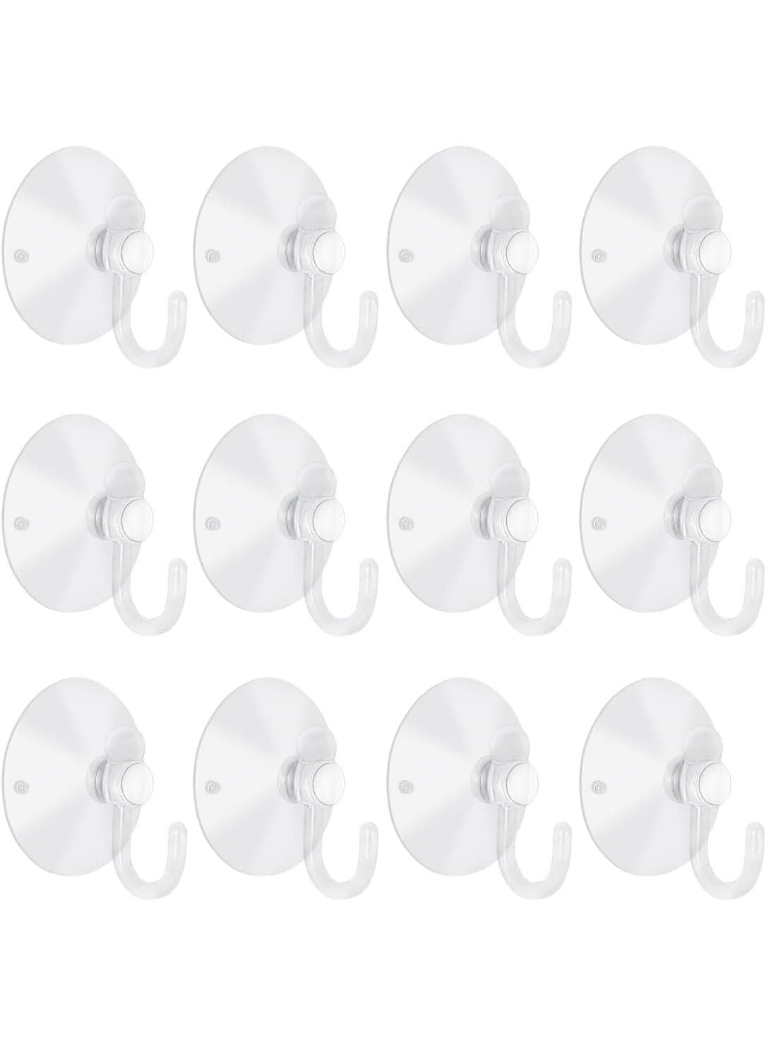12 Pieces Small Suction Cups with Hooks 1.2 inch Clear Plastic Sucker Hooks for Glass Window Wall Festivals Parties Theme Carnival Decoration Door Bathroom Kitchen Bar & Wine Tools