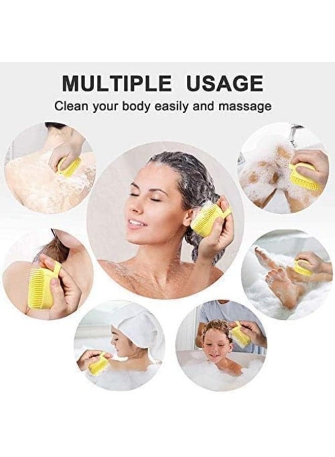 Silicone Soft Bath Body Double-sided Brush with Soap Dispenser Scrubber-use in Hooks Baby Shower Deep Cleaning Gentle Scrub Massage for Children, Men Women (Pack of 1) (Multi Colour) (٤)