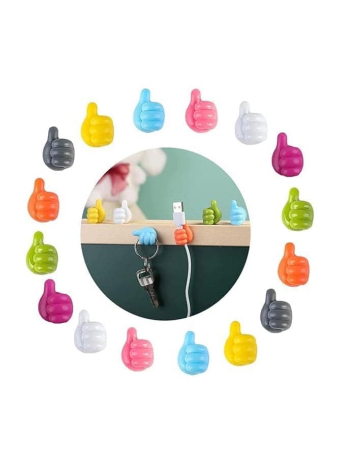 10-piece color cable organizer that can be attached to any clean, smooth surface with a special adhesive layer for power cords, charging cables, Cat-6 cables, USB cables, mobile chargers, laptop chargers, HDMI cables, audio cables, and wired headphones.