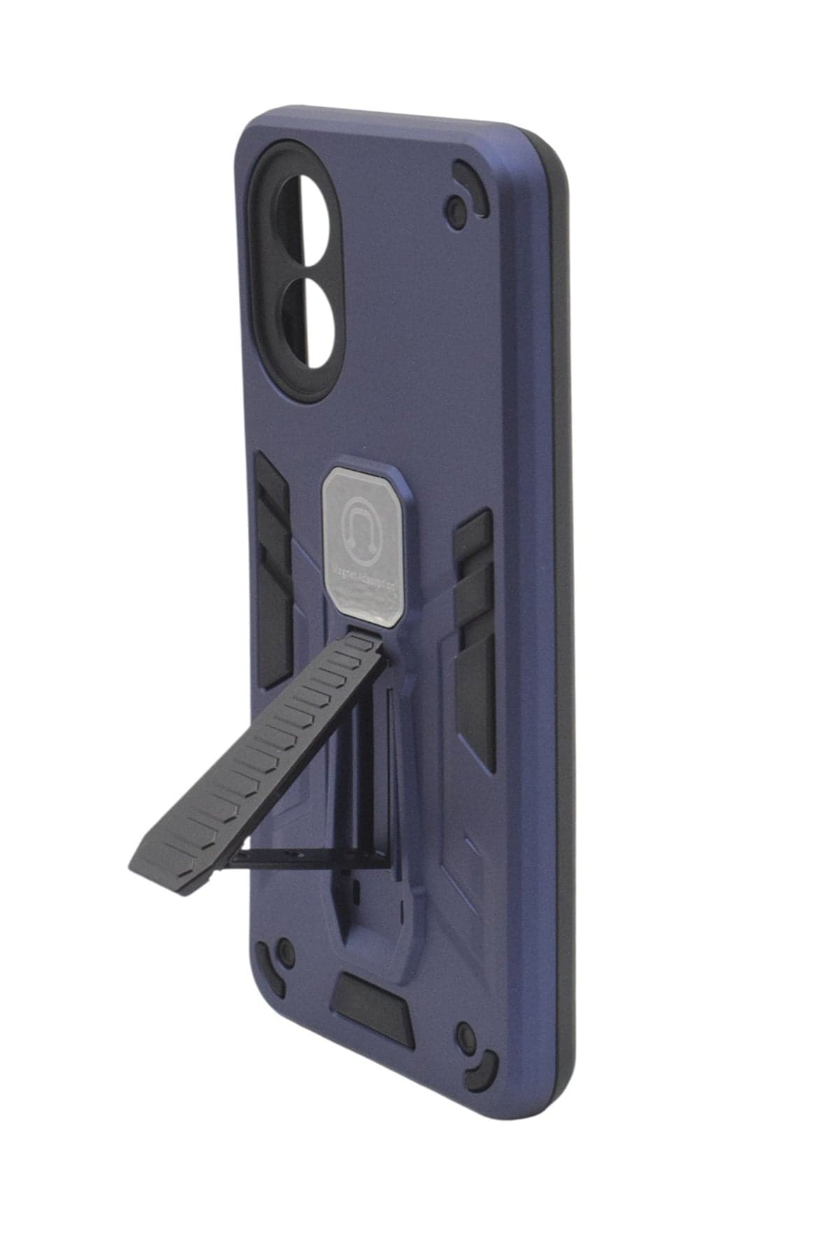 Hard Silicone Shockproof Back Cover Case with Kickstand For OPPO A18 4G - Navy (٢)