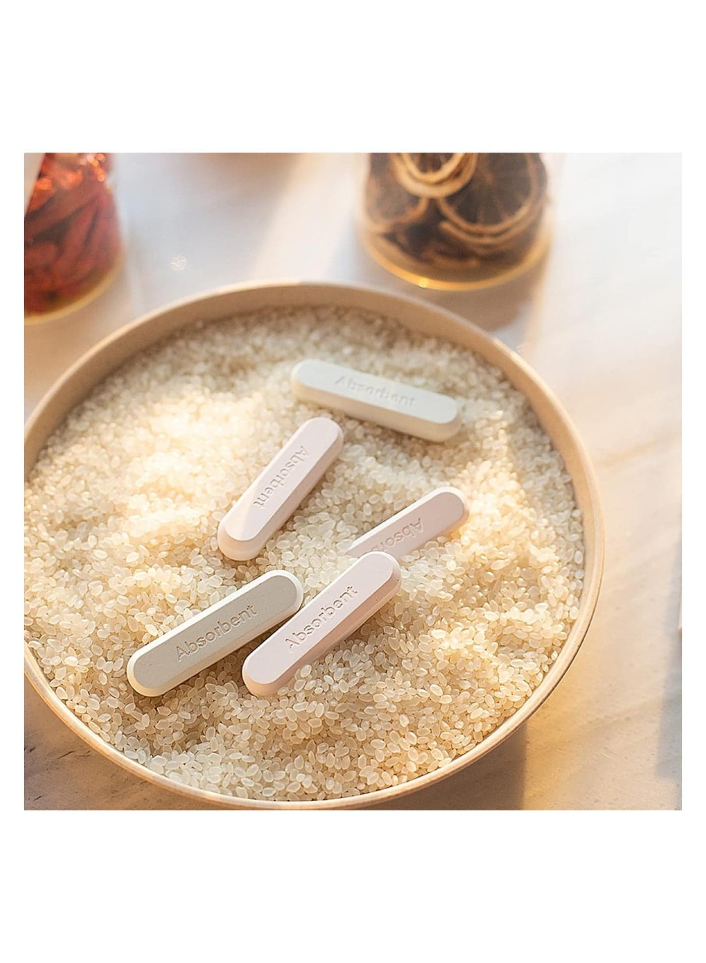 4 Pcs Diatom Drying Stick,Moisture Absorbing Drying Strip Diatomaceous Earth Moisture Absorber for Spices Jewelry Shoes Boxes Electronics Storage, Food Safe Food Savers (٢)