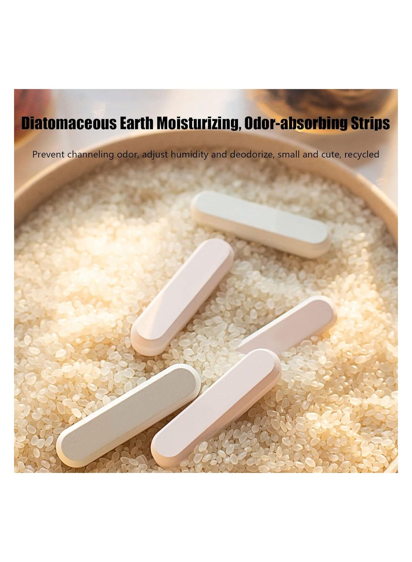 4 Pcs Diatom Drying Stick,Moisture Absorbing Drying Strip Diatomaceous Earth Moisture Absorber for Spices Jewelry Shoes Boxes Electronics Storage, Food Safe Food Savers (٧)