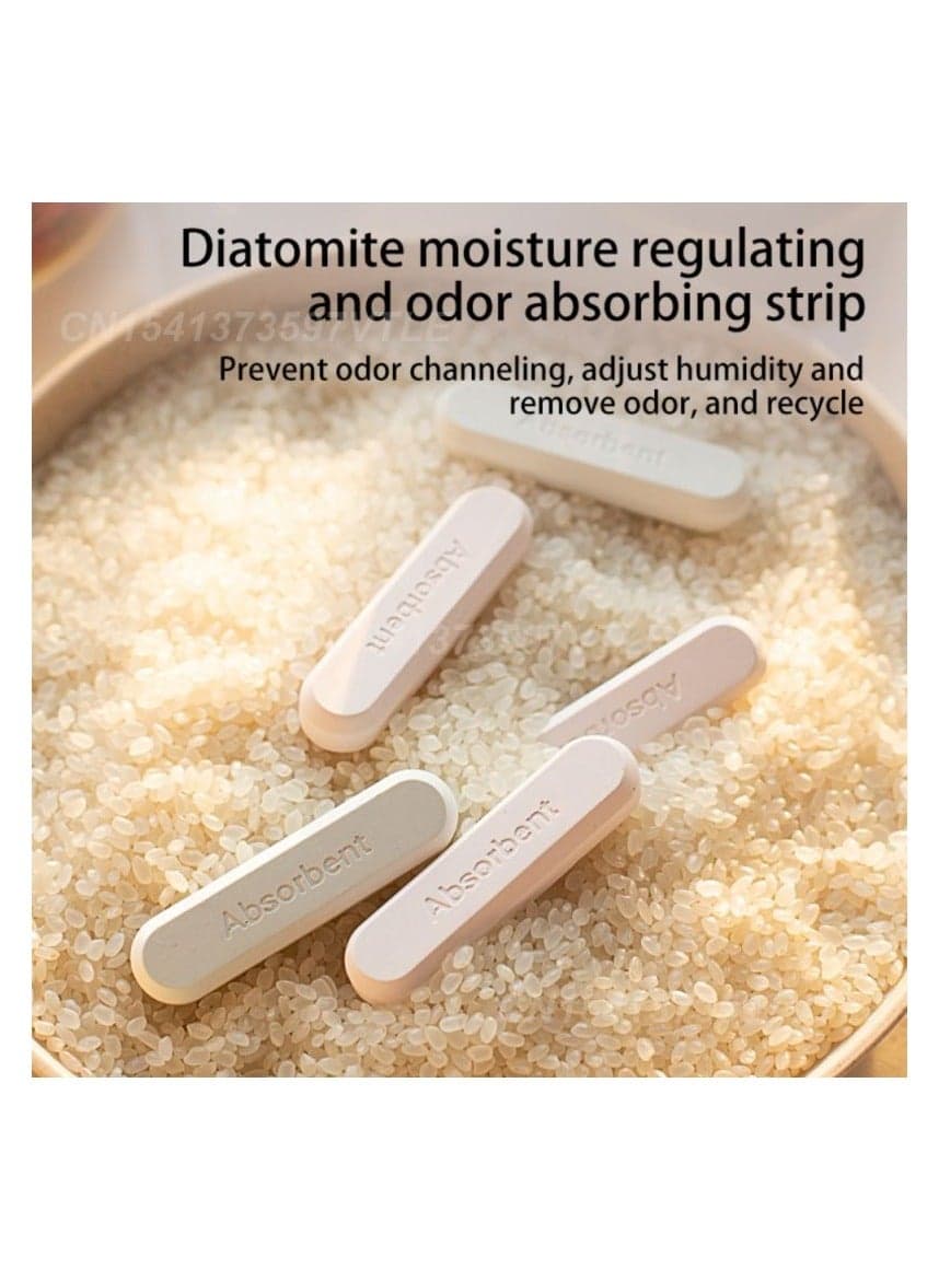 4 Pcs Diatom Drying Stick,Moisture Absorbing Drying Strip Diatomaceous Earth Moisture Absorber for Spices Jewelry Shoes Boxes Electronics Storage, Food Safe Food Savers (٩)