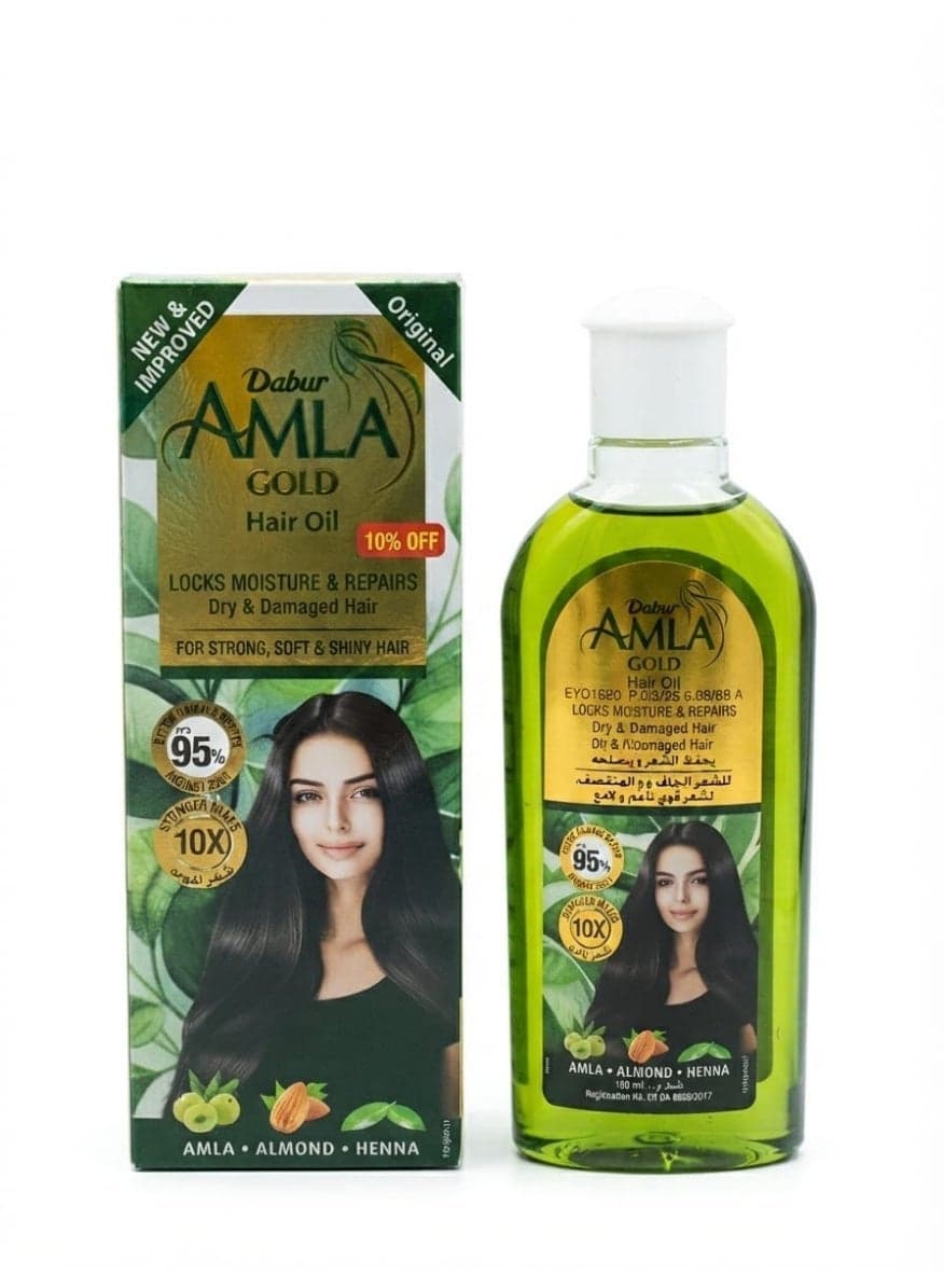 Dabur Amla Hair Oil - Gold - 180 Ml (Packaging may vary)