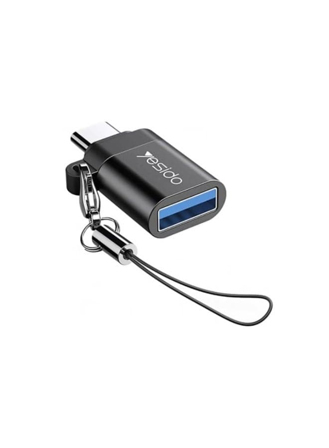 Yesido GS06 Mini Connector Adapter Type-C to USB 3.0 OTG with Keychain (Black)