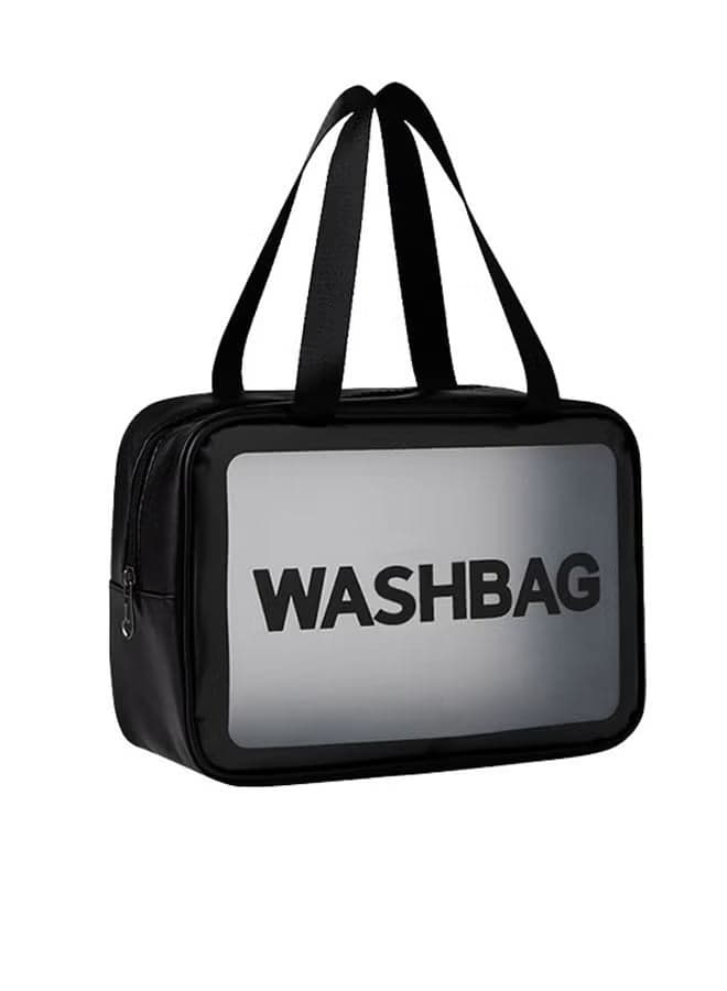 Translucent Waterproof Makeup Cosmetic Bag Travel Organizer for Accessories, Portable PVC Wash Bag Travel Business Vacation Bathroom Organizer(Black-L) Cosmetic & Toiletry Bags