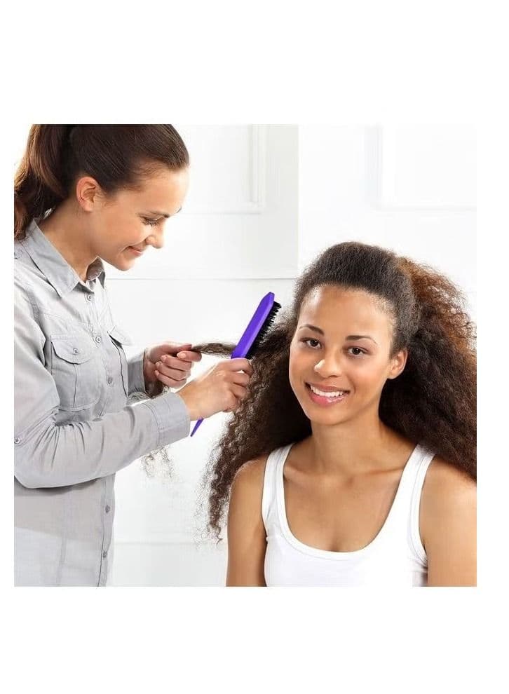 ORiTi 3 Pcs Slick Brush Set Bristle Hair Brush Teasing Comb Edge Hair Brush Grooming Combs (Purple) (4)