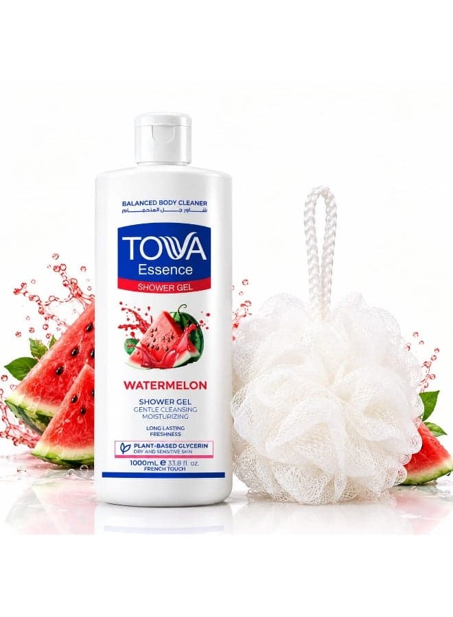 Watermelon Shower Gel for Moisturizing and Cleansing the Body with Loofah Multiple Colors 1000ml (Packaging may vary) Shower Gels & Body Wash