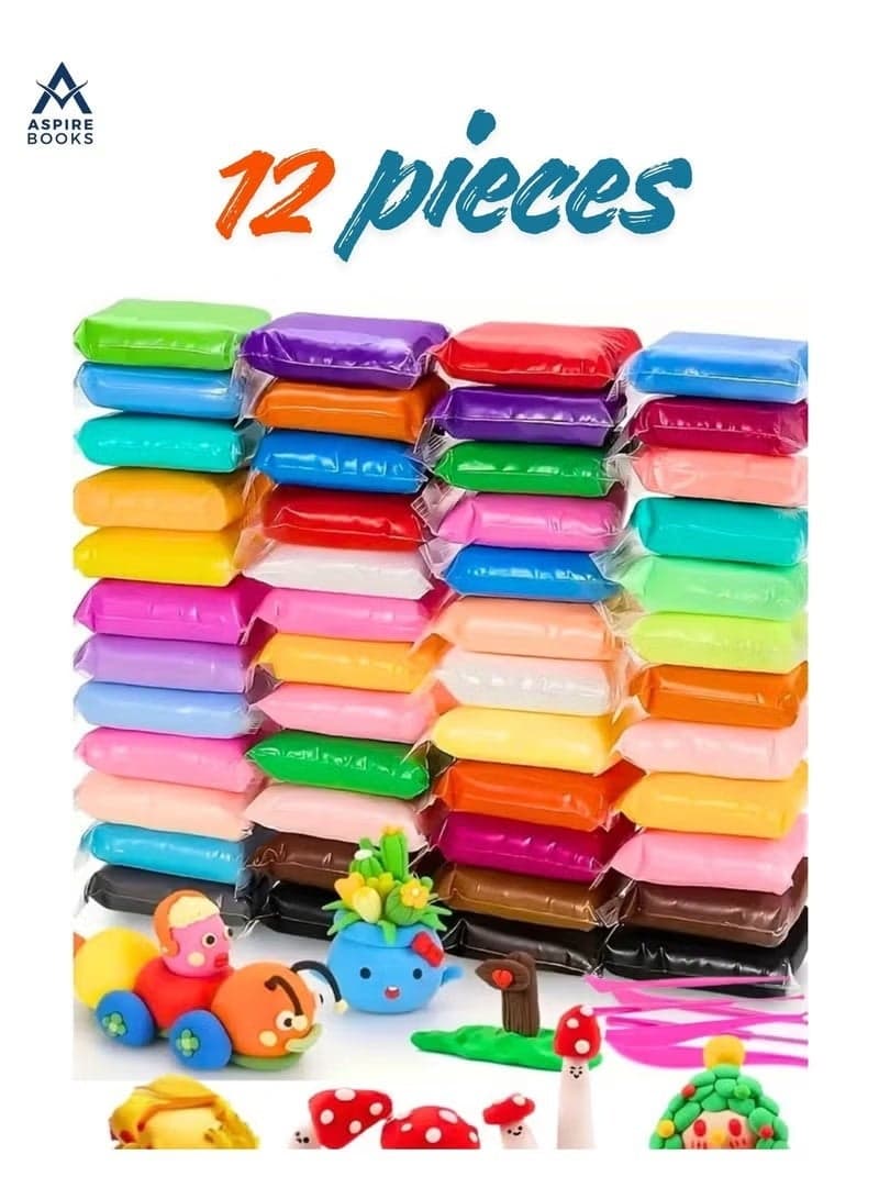 12-Piece Light Modeling Clay Kit with 3 Sculpting Tools Clay & Dough (٤)