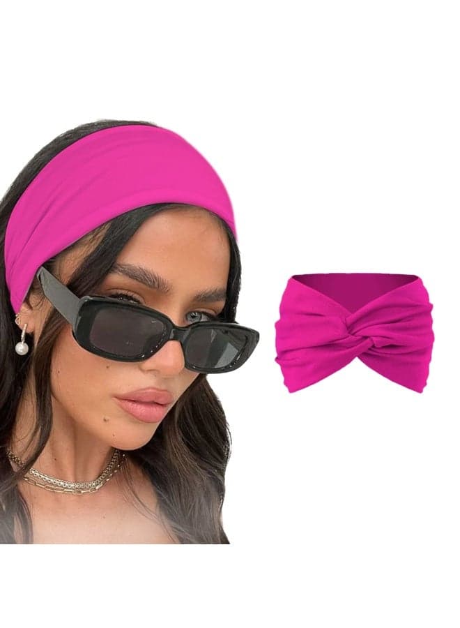 Wide Headbands for Women, Extra Large Headband, Twist Knot Hair Accessories (Pink) Running & Training Headbands