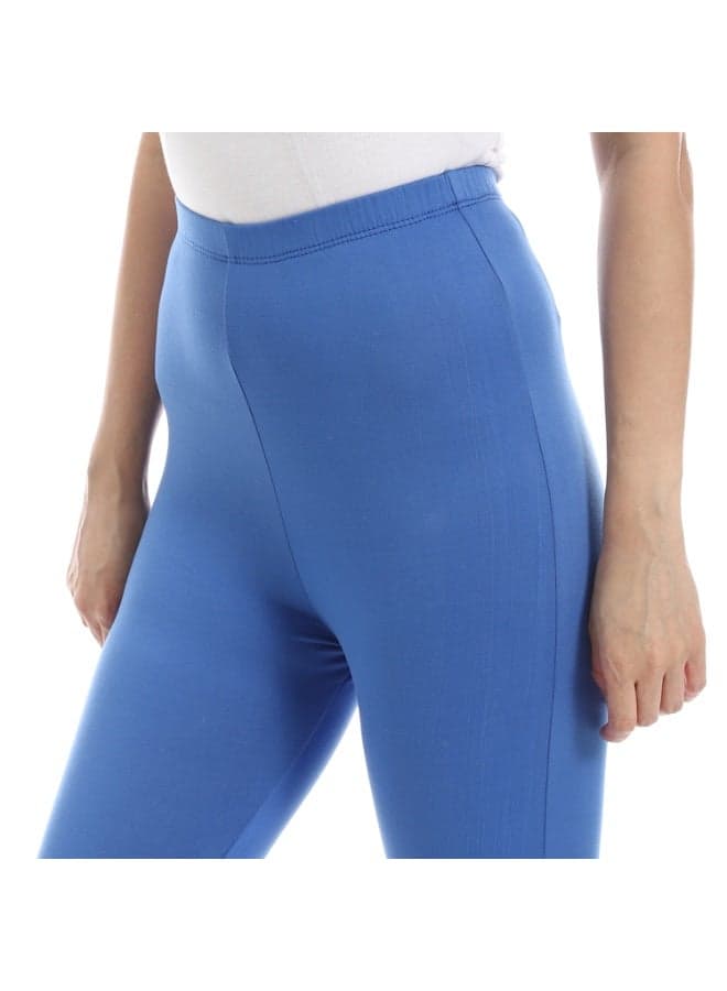 Slim Fit Lycra Capri Leggings _ Azure Blue Women's Pants (4)