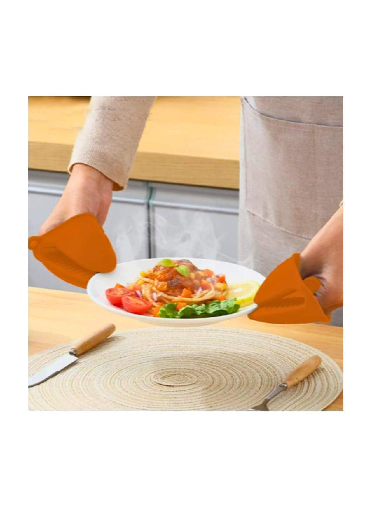 Set of 2 Heat Resistant Silicone Oven Mitts, Cute Oven Mitts, Kitchen Pot Holders, Pair of Air Fryer Gloves for Cooking, Baking, Grilling, Random Colors Kitchen Utensils & Gadgets (3)