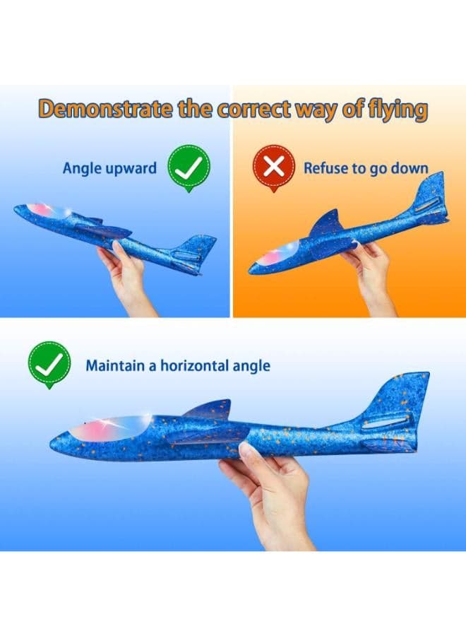2-Pack 17.5" LED Light Foam Glider Airplanes with 2 Flight Modes - Outdoor Throwing Flying Toy for Kids Ages 3-9 Sports & Outdoor Play (٤)