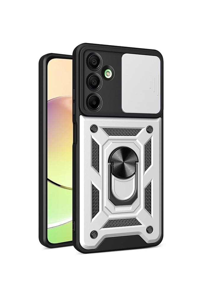 Case Cover Shockproof Protective Case with Camera Protection and Metal Ring Compatible with Samsung Galaxy A26 (Silver)