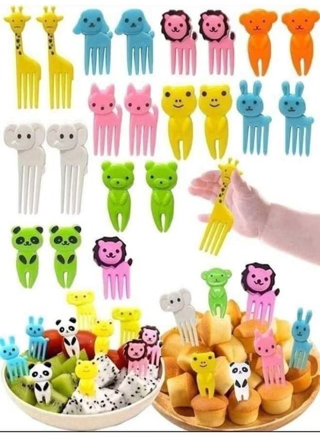 Set of 10 animal-shaped fruit food forks, plastic bento box forks, small reusable toothpick sticks for candies, Halloween cupcakes, party decorations, lunchbox accessories, meal picks 2 PIS