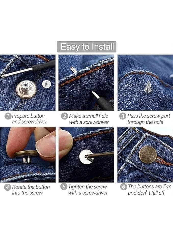 Metal Jeans Buttons Replacement 17mm Adjustable Metal Buttons Brass Color (10 Pcs) (2)
