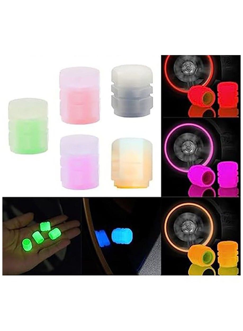 fluorescent Car & Motorcycle & Bicycle Wheel Tires Valves Cover Light Up - 5 Pcs Valves & Pushrods (٤)