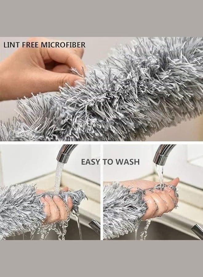 Microfiber dustpan with extra long stainless steel handle, extendable with bendable head for cleaning high ceiling fans, interior ceilings, cobwebs and vacuum dust, for wet or dry use Dusters (5)