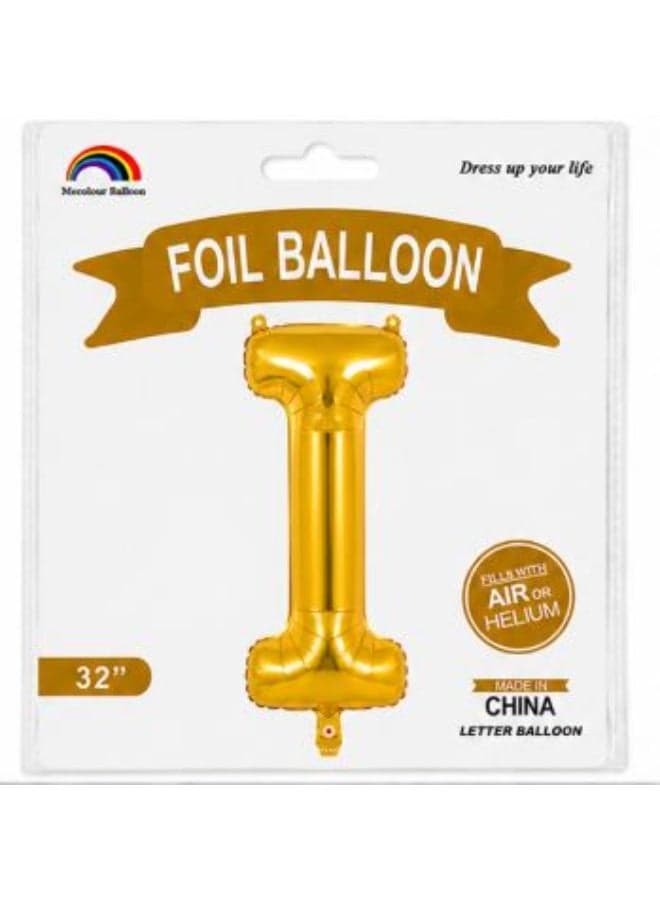 32 Inch Gold Foil Letter I Balloon – Metallic Mylar Helium & Air Party Decoration Balloon