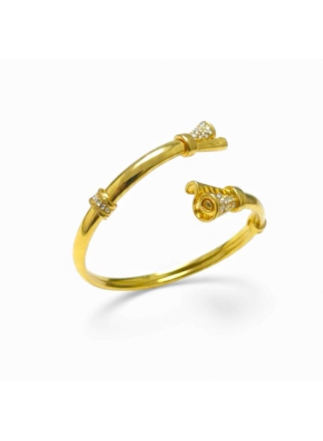 An open gold bracelet, adorned with two cone-shaped heads studded with sparkling zircon stones for an eye-catching shine with every movement. Women's Bracelets & Bangles (4)