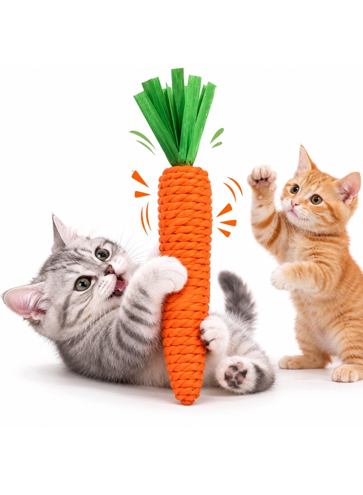 Carrot-Shaped Sisal Cat Toy – Interactive Chew & Play Toy for Kittens – Dental Care Toy Pet Toys (٨)