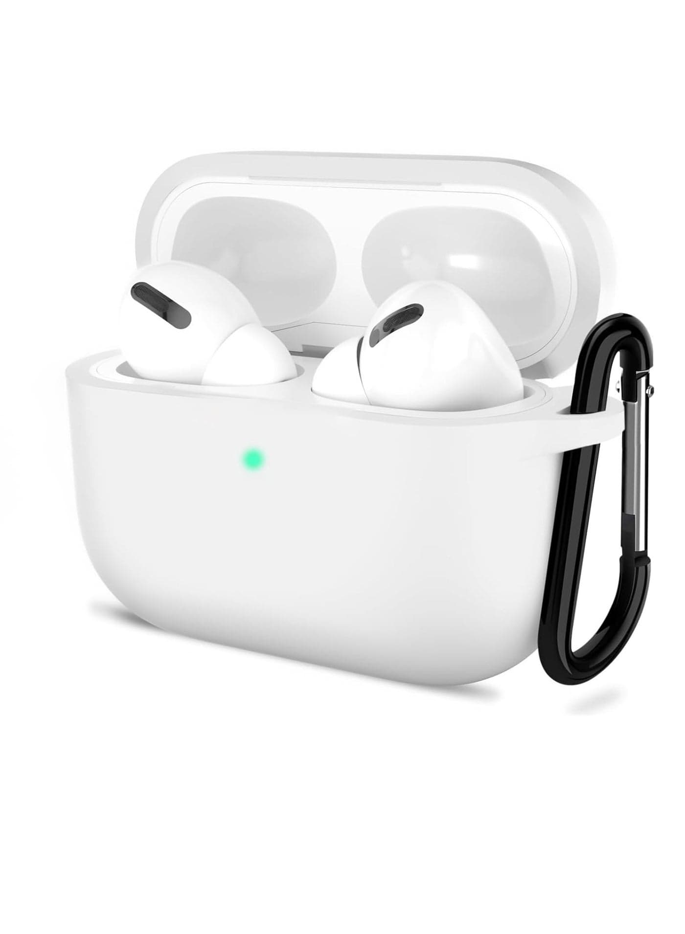 AirPods Pro 2 2nd Generation Case Cover with Keychain, Soft Silicone Skin Case Cover Full Protective Front LED Visible (White) Headphone Cases