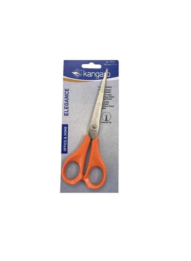 Kangaroo Metal Scissors 2 (Stainless Steel) with Sturdy Plastic Head in Orange EL-73/Y Arts & Craft Scissors