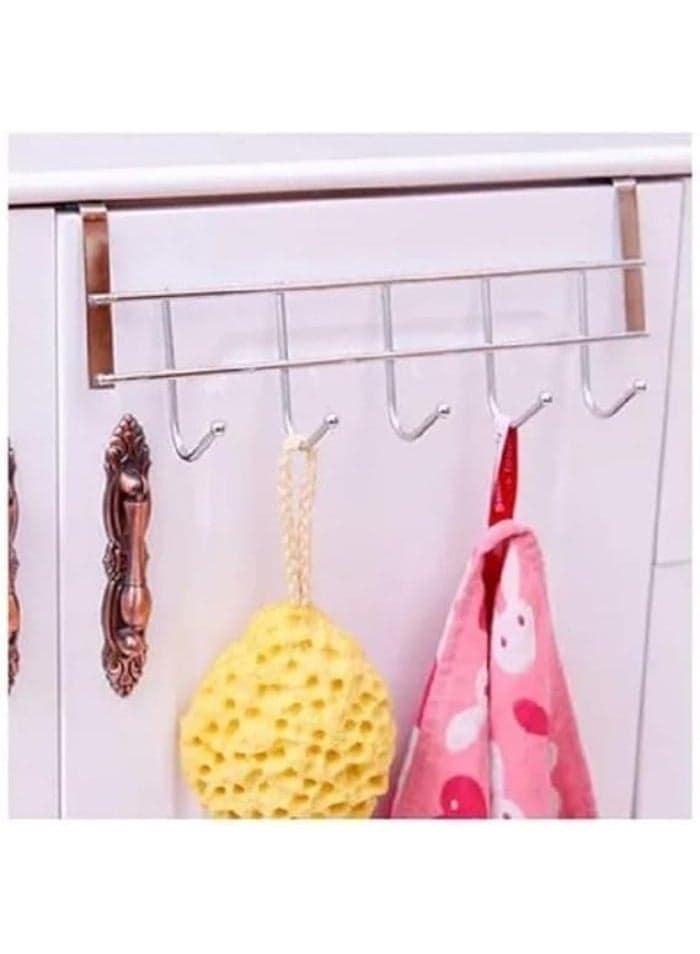 Door Hanger, Over the Door Hook, 6 Movable Over the Door Hooks for Hanging Coats, Heavy Duty Aluminum Door Organizer Hanger for Towels, Clothes, Hats and Bags Behind the Door and Bathroom (46 x 23cm) (٤)
