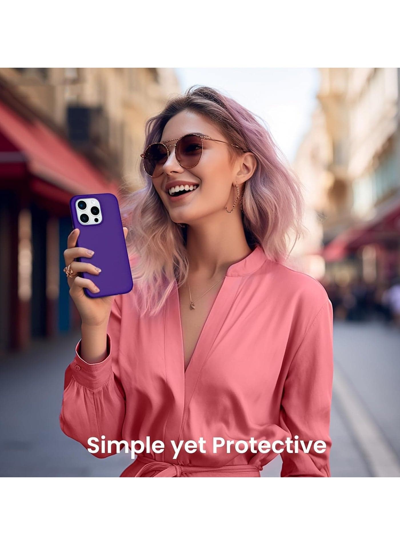 Compatible with iPhone 14 Pro Max Case 6.7 Inch Slim Liquid Silicone 4 Layers Soft Gel Rubber Shockproof Protective Phone Case with Anti Scratch Microfiber Lining (Purple) Cases & Covers (٥)
