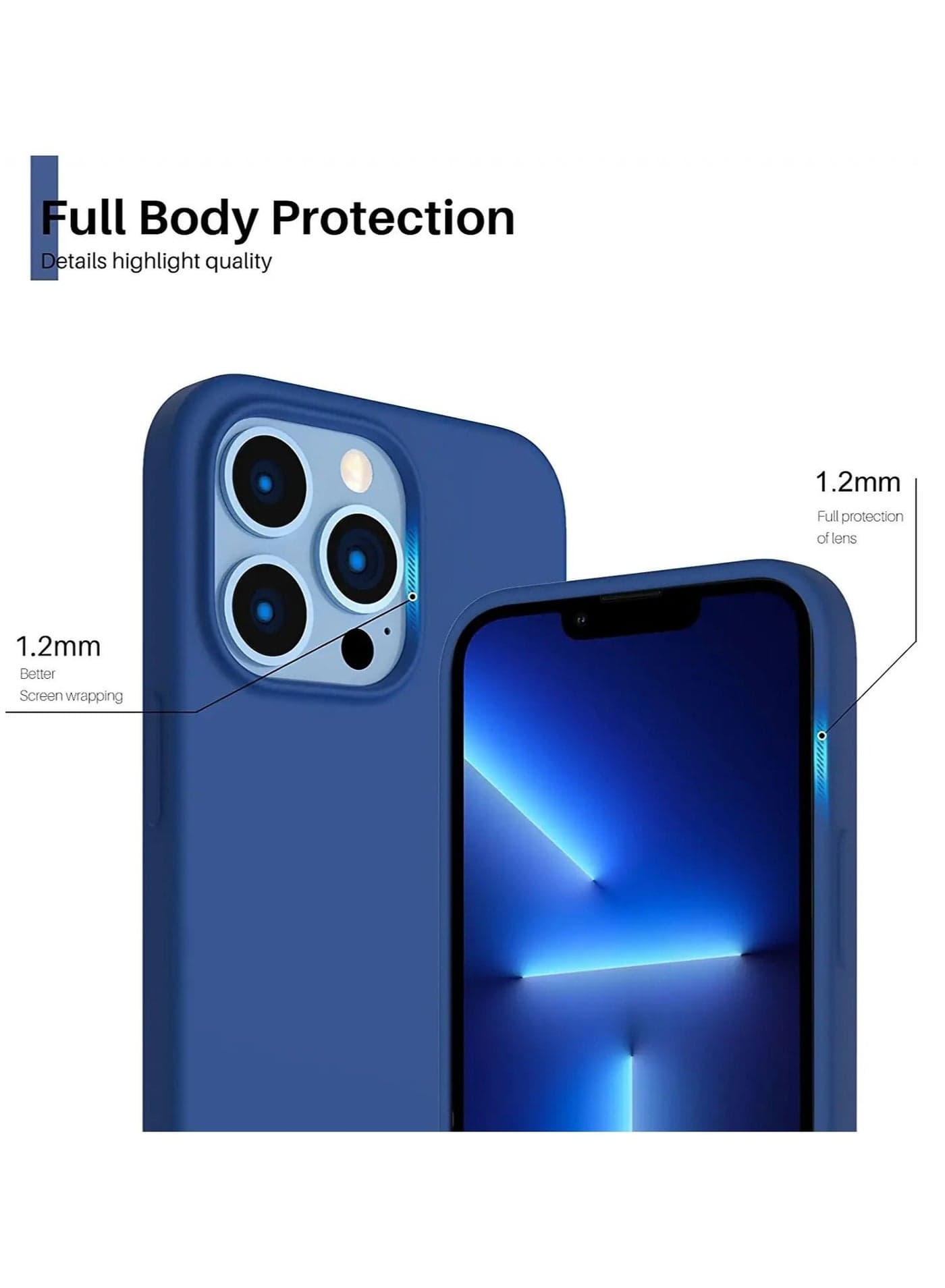 Compatible with iPhone 13 Pro Case 6.1, Slim Liquid Silicone Soft Gel Rubber Case Cover 6.1 inch-Royal Blue (٣)