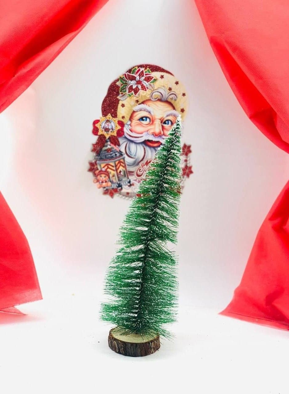 شجرة المكتب الخامة التل بالقاعدة الخشب الاخضر في ابيض مقاس: 22 سم راس السنة وعيد ميلاد Home Decor Ornaments