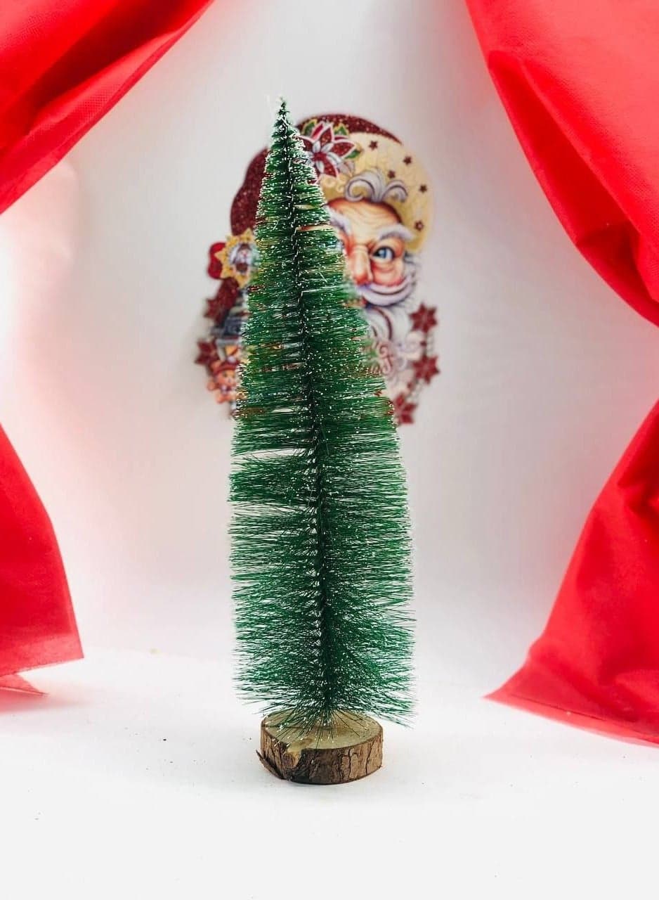 شجرة المكتب الخامة التل بالقاعدة الخشب الاخضر في ابيض مقاس: 22 سم راس السنة وعيد ميلاد Home Decor Ornaments (٢)