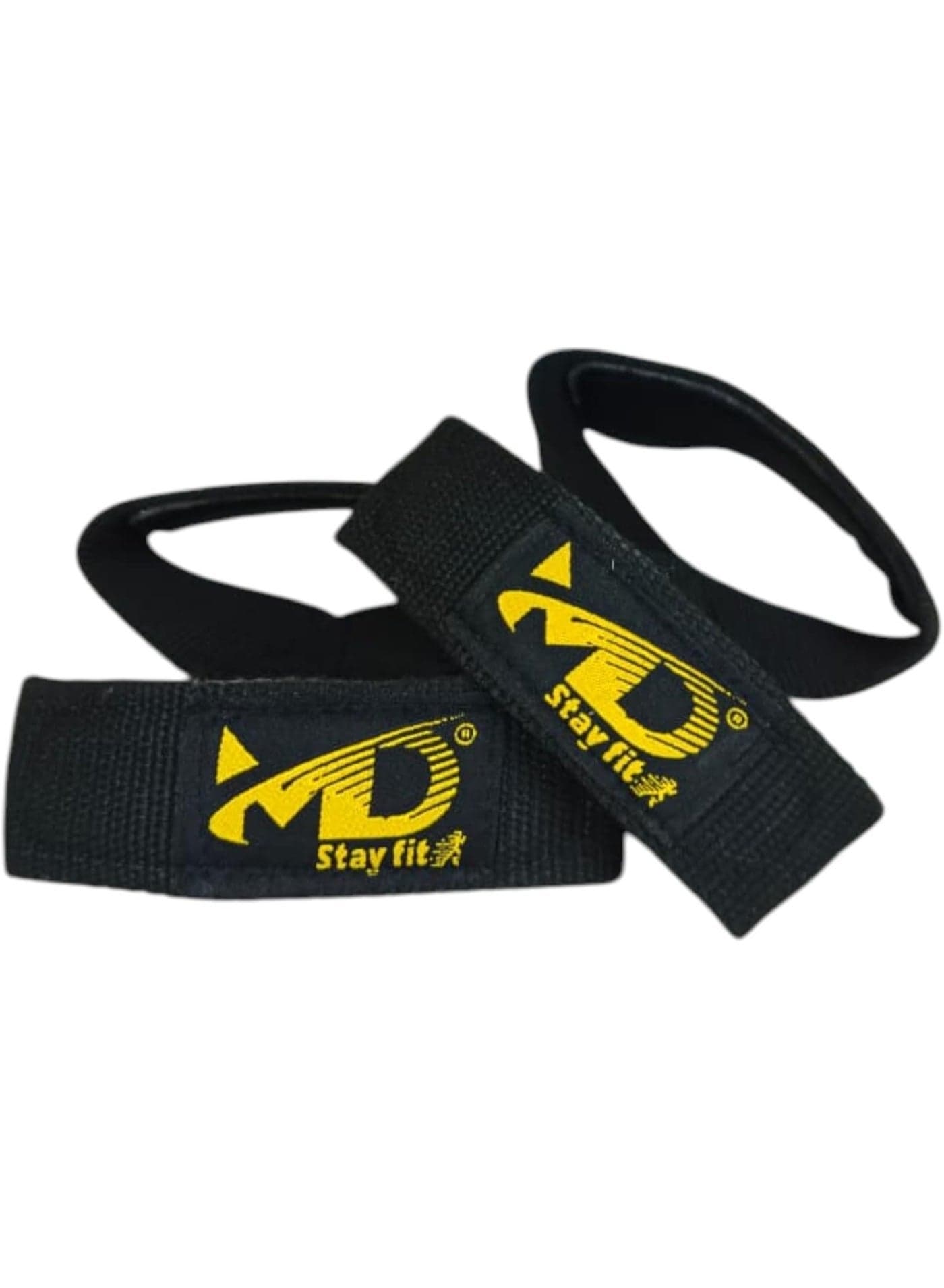 MD Stay Fit Figure 8 Weight Lifting Straps with Wrist Protection Pad, for Gym Weightlifting color black (٢)